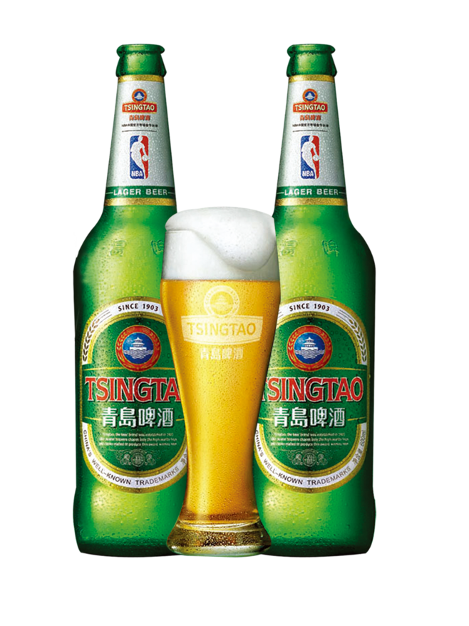 两瓶青岛啤酒