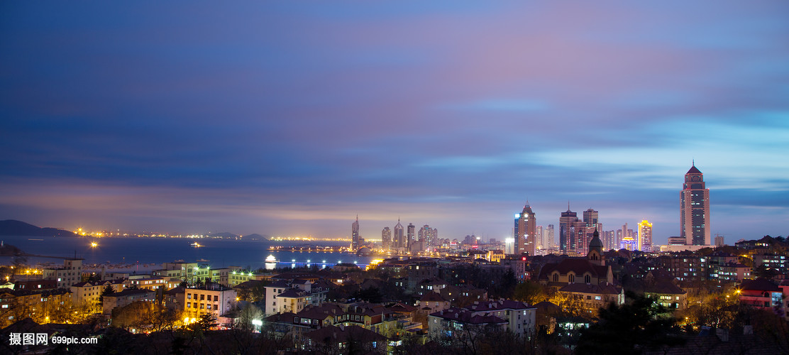 青岛城市建筑夜景